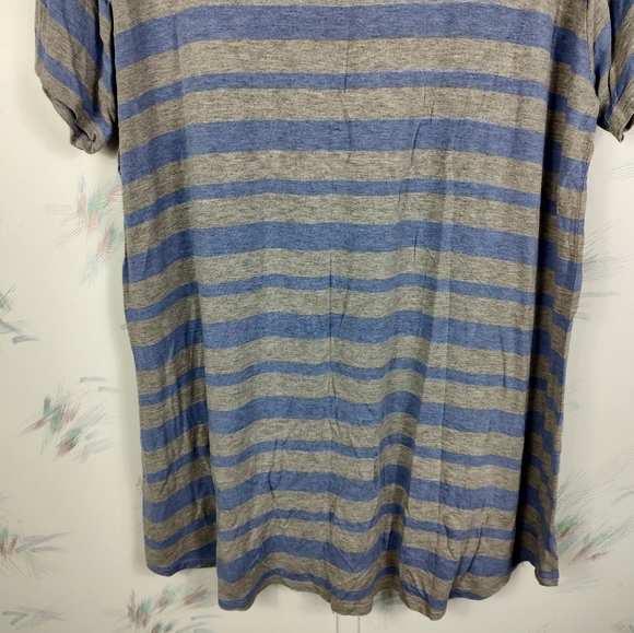 LuLaRoe Gray Blue Striped Short Sleeve Shirt 3X - Picture 6 of 8